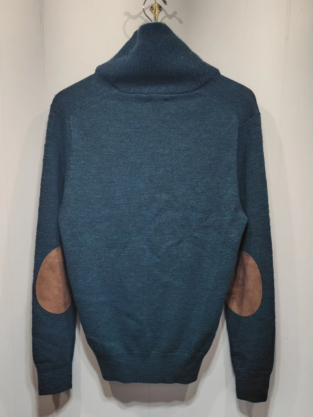 J. Crew Merino Wool Slim Shawl Collar Sweater Size Medium Elbow Patches